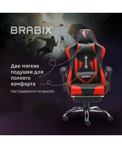 Купить Кресло компьютерное Brabix Dexter GM-135 подножка, две подушки, экокожа, черное/красное [532799], изображение 22 в компании Зеон