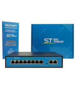 Источники питания: Коммутатор POE 8-ми портовый ST ST-S180POE (2M/100W/А) PRO резервируемый, для обеспечения  проводных сетей напряжением 48В, PoE порты: 8 х (10/100 Мбит/с), UpLink порты: 2 х (10/100 Мбит/с) фотографии