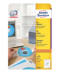 Купить Этикетки  Avery Zweckform CD/DVD A4/196г/м2/50л./белый самоклей. для лазерной печати [L6015-25], изображение 4 в компании Зеон