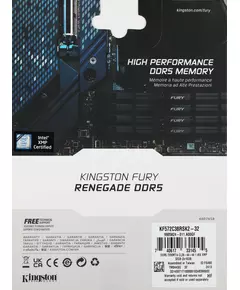 Купить Память Kingston Fury Renegade Silver XMP Gaming 32Gb Kit 2x16Gb DDR5 7200MHz PC5-57600 CL38 DIMM 288-pin 1.45В kit single rank с радиатором RTL [KF572C38RSK2-32], изображение 5 в компании Зеон