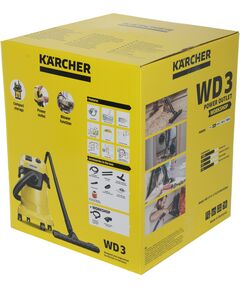 Купить Строительный пылесос Karcher WD 3 P V-17/4/20 Workshop 1000Вт (уборка: сухая/сбор воды/выдув) желтый [1.628-175.0], изображение 3 в компании Зеон