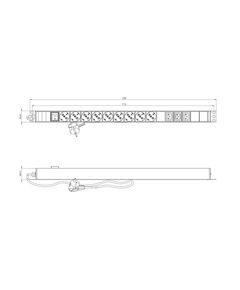 Купить Сетевой фильтр вертикальный Hyperline SHE-9SH-3IEC-S-2.5EU 9 розеток Schuko, 3 розетки IEC320 C13,  выключатель с подсветкой, кабель питания 2.5м (3х1.5мм2) с вилкой Schuko 16А, 250В, 723x44.4x44.4 мм (ДхШхВ), корпус алюминий, черный, изображение 3 в компании Зеон