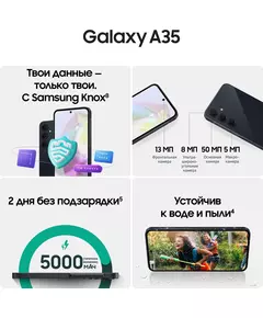 Купить Смартфон Samsung Galaxy A35 5G 256/8Gb темно-синий 3G 4G 2Sim 6.6" 1080x2340 Android 14 50Mpix 802.11 a/b/g/n/ac/ax NFC GPS GSM900/1800 GSM1900 TouchSc Protect microSD max1024Gb [SM-A356EZKGCAU], изображение 2 в компании Зеон