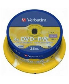 DVD±RW, DVD±R, DVD RAM диски: Диски DVD+RW Verbatim 4.7Gb 4x уп. 25 шт, на шпинделе [43489] фотографии