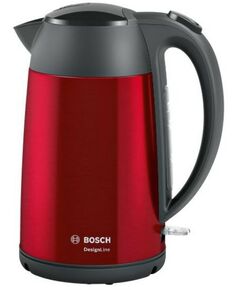 Купить Чайник BOSCH TWK3P424 DesignLine, нержавеющая сталь, цвет красный, 2400 Вт, 1.7л, скрытый нагревательный элемент, фильтр от накипи в компании Зеон