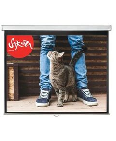 Экраны для проекторов: Экран Sakura Wallscreen 1:1 SCPSW-183x183 183x183 см, настенно-потолочный рулонный белый, 102" фотографии
