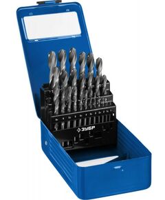 Буры, пики, коронки, сверла: Набор сверл по металлу Зубр ПРОФ-В 25шт 1-13мм сталь Р6М5, класс В, мет.бокс [29621-H25] фотографии
