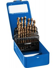 Буры, пики, коронки, сверла: Набор сверл по металлу Зубр КОБАЛЬТ 25шт(1-13мм) сталь Р6М5К5, класс А, металлический бокс [29626-H25] фотографии