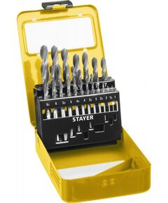 Буры, пики, коронки, сверла: Набор сверл по металлу STAYER PROFI 29602-H19-M 19шт(1-10мм), быстрорежущая сталь М2(S6-5-2), класс В, мет.бокс [29602-H19-M_z01] фотографии