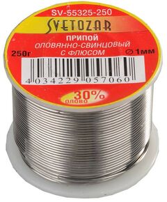 Паяльное оборудование: Припой СВЕТОЗАР СВЕТОЗАР ПОС30.1 мм 250г трубка с флюсом, катушка [SV-55325-250] фотографии