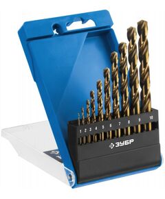 Буры, пики, коронки, сверла: Набор сверл по металлу Зубр КОБАЛЬТ 29626-H10 10шт(1-10мм), сталь Р6М5К5, класс А фотографии