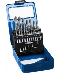 Буры, пики, коронки, сверла: Набор сверл по металлу Зубр ПРОФ-В 29621-H19 19шт (1-10мм), сталь Р6М5, класс В, мет.бокс фотографии