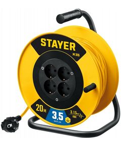 Удлинители электрические: Силовой удлинитель на катушке STAYER M 315 ПВС 3х1.5 20м 3500Вт [55078-20_z01] фотографии