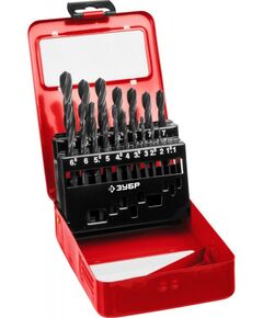 Буры, пики, коронки, сверла: Набор сверл по металлу Зубр МАСТЕР 19шт (1-10мм) сталь Р4М2, класс В, мет.бокс [29605-H19] фотографии