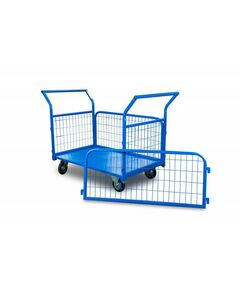 Тележки: Тележка платформенная TOR ТП-3С 700х1200мм, с бортами из сетки и двумя ручками, колеса 160 мм [1012415] фотографии