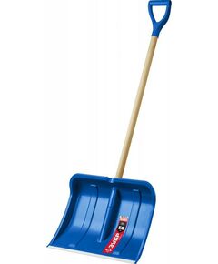 Лопаты: Снеговая лопата Зубр Профессионал АЛЯСКА 490 мм пластиковая, с алюминиевой планкой, деревянный черенок, V-ручка [39923] фотографии