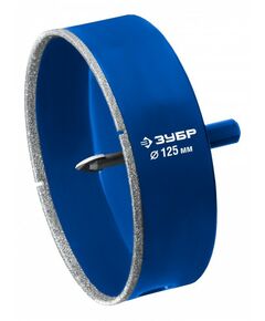 Буры, пики, коронки, сверла: Алмазная коронка Зубр Профессионал АГК d 125 мм центр. сверло, трехгр. хвост, Р60 [29850-125] фотографии