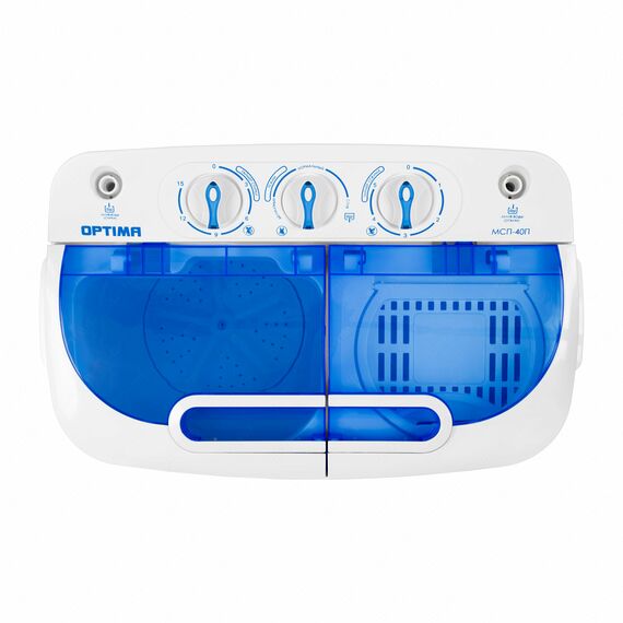 Стиральная машина OPTIMA МСП-40П Загрузка белья для стирки 4кг, загрузка белья для отжима 2.5кг, центрифуга, материал крышки пластик, мощность стирки 260Вт, мощность центрифуги 145Вт, сливной насос, класс защиты от поражения электричеством фотографии