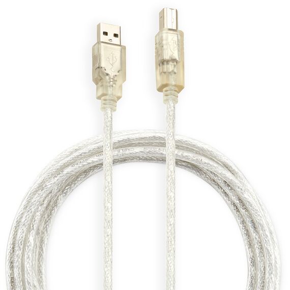 Кабель BURO USB А->B 2.0 3м прозрачный [USB2.0-AM/BM-3-TRANS] фотографии