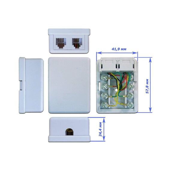 Розетка настенная телефонная Lanmaster TWT-SS2-1212-WH RJ-12 двойная фотографии