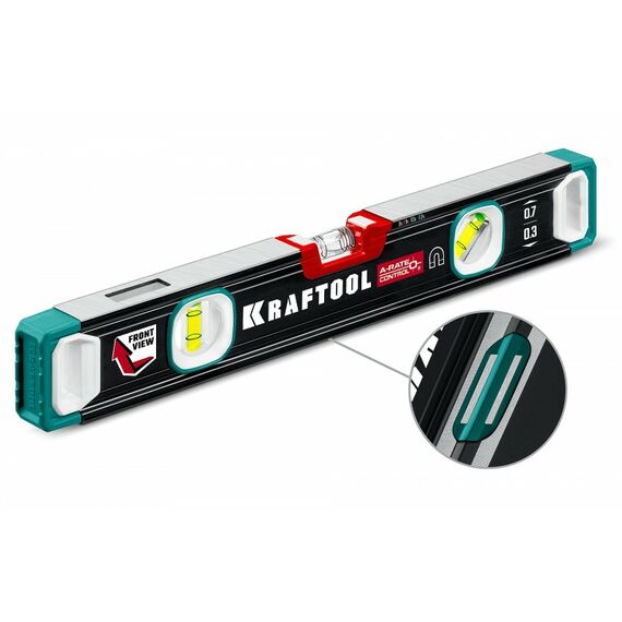 Сверхпрочный магнитный уровень KRAFTOOL A-RATE CONTROL 400 мм точность 0.3 мм/м, с зеркальным глазком [34988-40] фотографии