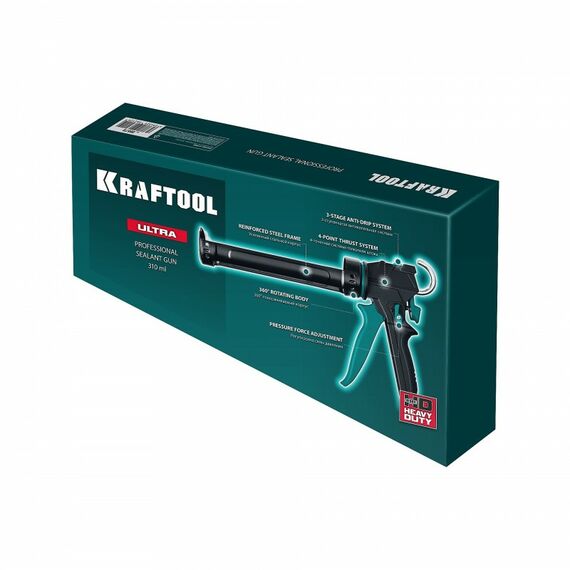 Усиленный скелетный поворотный пистолет для герметика KRAFTOOL ULTRA 310 мл регулировка силы давления, вариативная антикапельная система [06679] фотографии