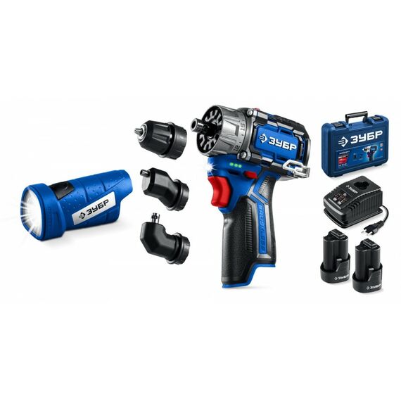 {[ru]:Набор: модульная дрель-шуруповерт + LED фонарь Зубр DB-125-22F КОМБИ