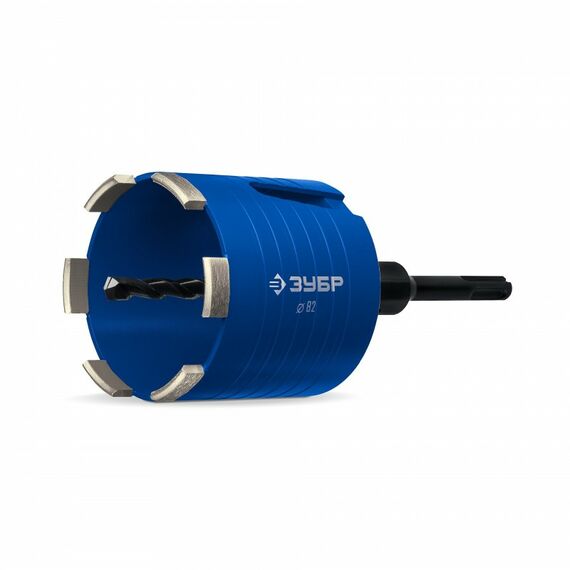 Алмазная сегментная коронка для подрозетников Зубр Профессионал АСК d 82 мм Профессионал, М16, рабочая глубина 75 мм, лазерная сварка [29875-82] фотографии