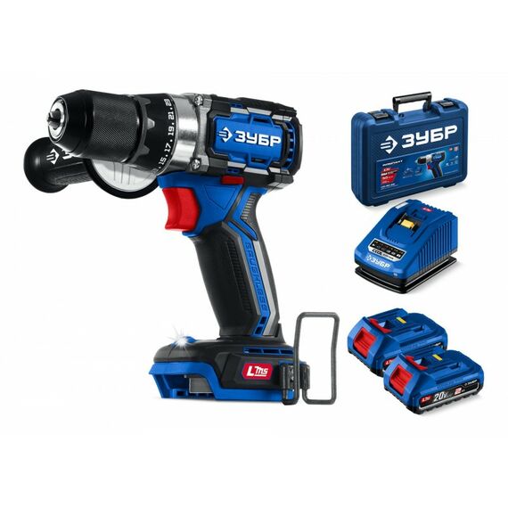 Бесщеточная дрель-шуруповерт Зубр DB-70-22 20 В, 70 Н·м, 2 АКБ LMS (2 А·ч), кейс, ПРОФЕССИОНАЛ фотографии