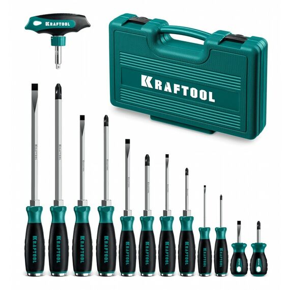 Набор ударных отверток KRAFTOOL IMPACT 13 шт сквозной стержень Cr-Mo [25035] фотографии
