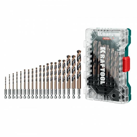 Набор сверл по металлу KRAFTOOL IMPACT READY НЕХ-1/4" 19 шт, для винтовёртов и шуруповертов [29652-H19] фотографии