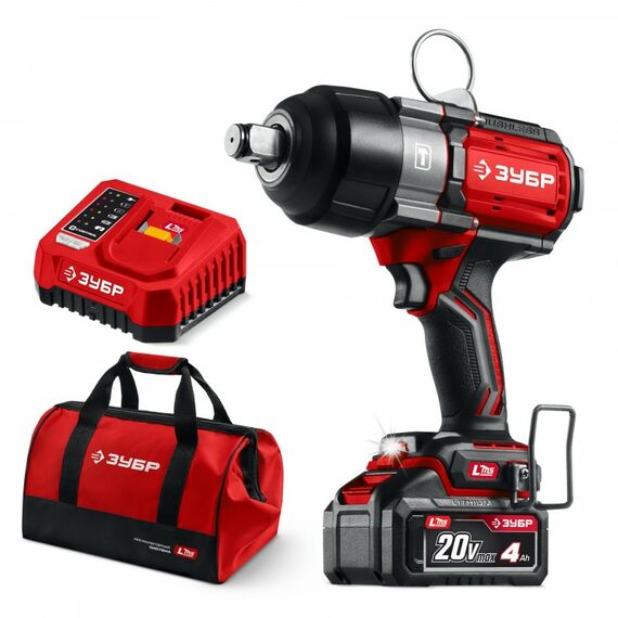 Бесщеточный ударный гайковерт Зубр ГБУ-1000-41 ЗУБР 20 В, 1000 Н·м, 1 АКБ LMS (4 А·ч), сумка фотографии