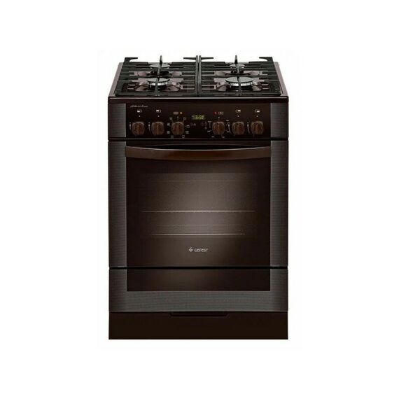 Плита газоэлектрическая Gefest 5502-03 0045 коричневый, таймер сенсорный, электророзжиг, розжиг интегрирован в ручки управления, газ-контроль горелок стола, электрическая духовка, терморегулятор духовки, вентилятор, турбо-гриль фотографии