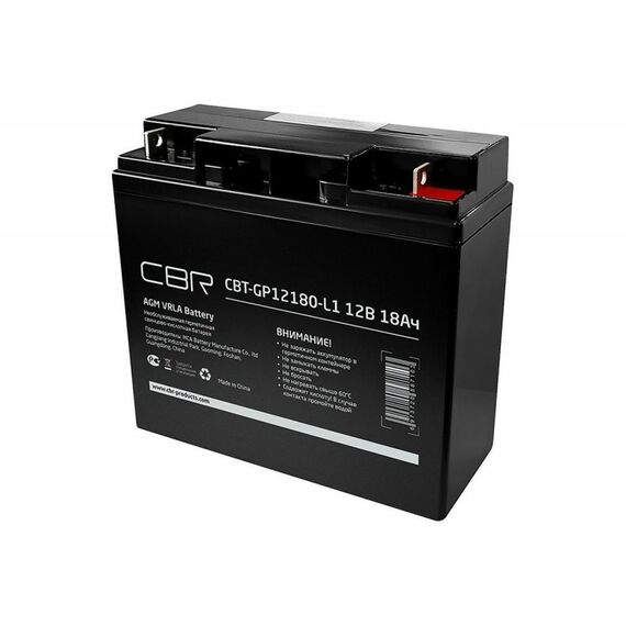 Аккумуляторная VRLA батарея CBR CBT-GP12180-L1 12В 18Ач, клеммы L1 (болт М5 с гайкой) фотографии
