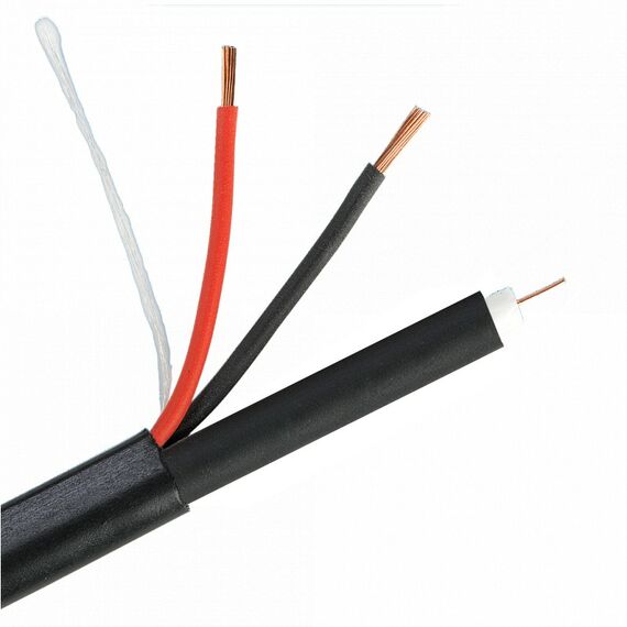 Кабель  РК 75+2х0,75 (Cu/Cu) (48) PE ВНЕШНИЙ (черный, 200м) (МЕДНЫЙ) БЕСКАРКАСНЫЙ фотографии