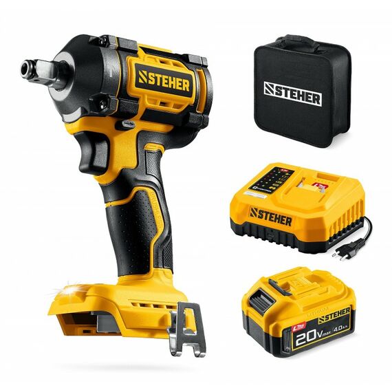 бесщеточный ударный гайковерт STEHER CWB-350-41 20 В, 350 Н·м, 1 АКБ LMS (4 А·ч), сумка фотографии