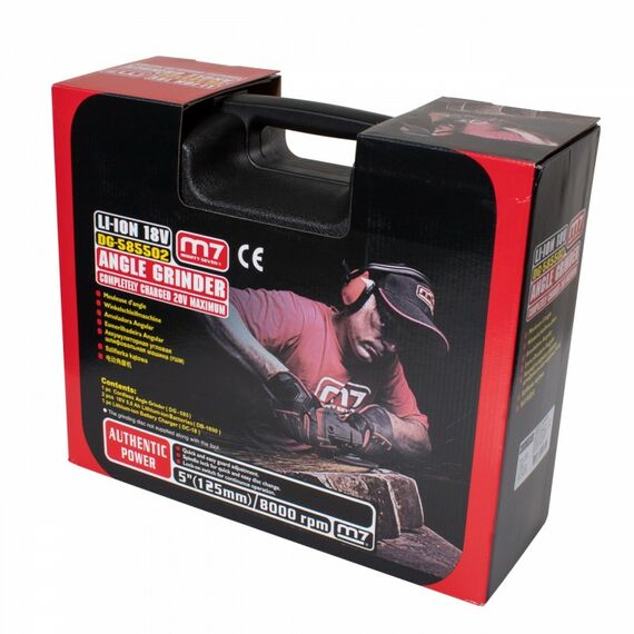Шлифмашина угловая (УШМ) MIGHTY SEVEN DG-585502 125 мм, 18 В, аккумуляторная, кейс фотографии