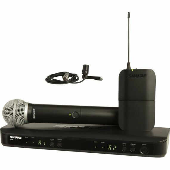 Микрофонная система Shure BLX1288E/CVL-M17 беспроводная, двухканальная, с ручным передатчиком PG58 и петличным микрофоном CVL-B/C, частота UHF 662-686 МГц фотографии