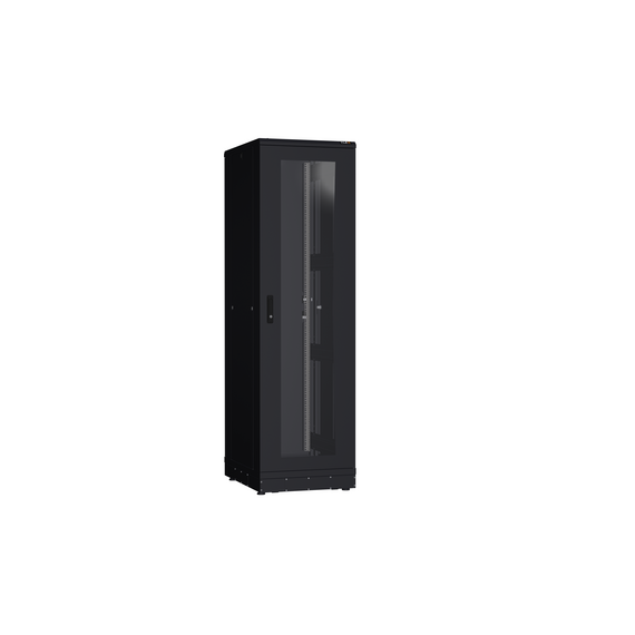 Напольный шкаф Nikomax TFR-426080-GMMM-R2-BK серии TFR-R2 19", 42U, дверь металлическая со стеклом, металлические стенки, Ш600хВ2010хГ800мм, в разобранном виде, черный фотографии