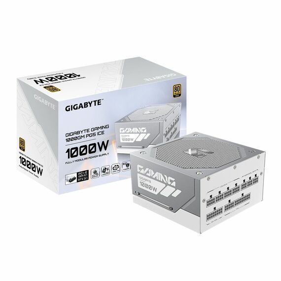 Блок питания ПК GigaByte GP-GME1000GM PG5 ICE/PSU 1000W белый, 80Plus Platinum, полностью модульный, PCIe Gen 5.1, ATX 3.1 compatible. фотографии
