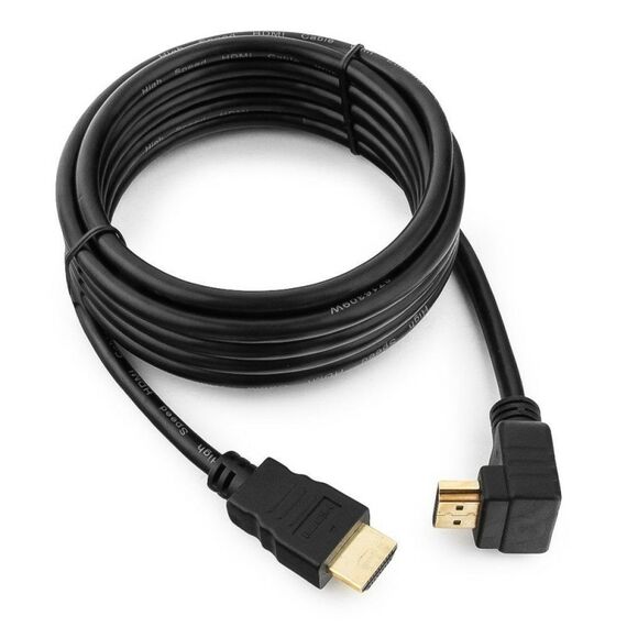 Кабель HDMI Cablexpert CC-HDMI490-10 3.0м, v1.4, 19M/19M, углов. разъем, черный, позол.разъемы, экран, пакет, (066037) фотографии