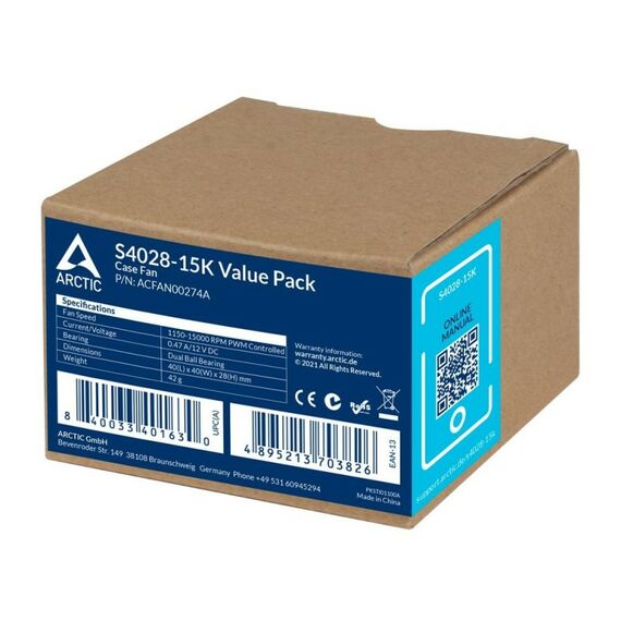 Вентилятор Arctic Cooling S4028-15K 5-Pack корпусной, 1400-15000rpm rpm Dual Ball Bearing, 4-Pin Fan-Connector [ACFAN00274A] фотографии