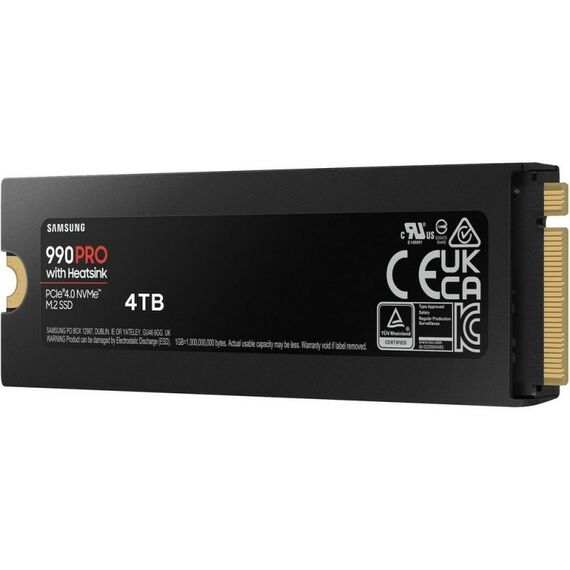 Твердотельный накопитель SSD Samsung 990 PRO with Heatsink MZ-V9P4T0GW 4TB M.2 2280, PCIe Gen4x4 with NVMe, 7450/6900, IOPS 1600/1550K, MTBF 1.5M, Samsung V-NAND TLC, 4GB LPDDR4MB, 2400TBW, RTL [MZ-V9P4T0GW] фотографии