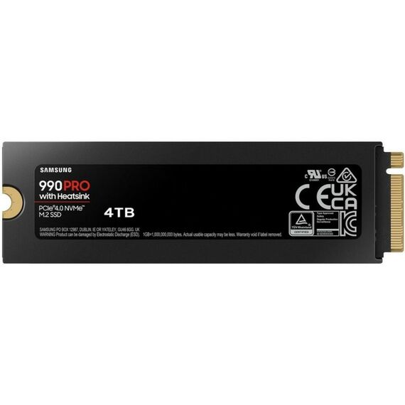 Твердотельный накопитель SSD Samsung 990 PRO with Heatsink MZ-V9P4T0GW 4TB M.2 2280, PCIe Gen4x4 with NVMe, 7450/6900, IOPS 1600/1550K, MTBF 1.5M, Samsung V-NAND TLC, 4GB LPDDR4MB, 2400TBW, RTL [MZ-V9P4T0GW] фотографии