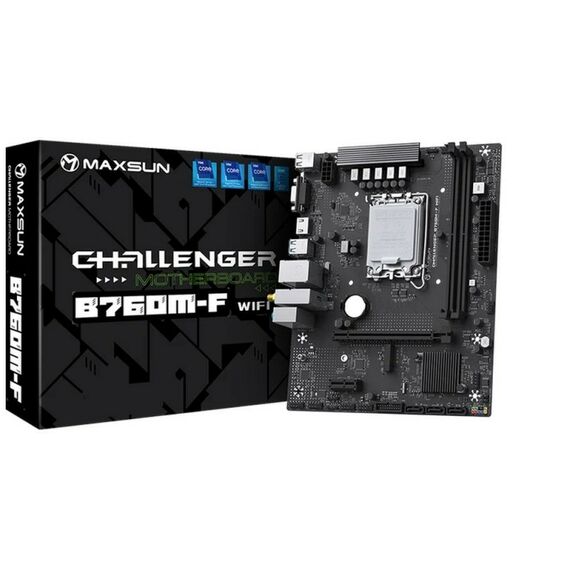 Материнская плата Maxsun MS-Challenger B760M-F WIFI B760, LGA1700, 2*DDR4, 1*PCIEx16, 1*PCIEx1, 1*M.2, 6*USB3.2Gen1, 4*USB2.0, 3*SATA3.0, 1G, DP, HDMI, M-ATX, RTL [6940709661604] фотографии