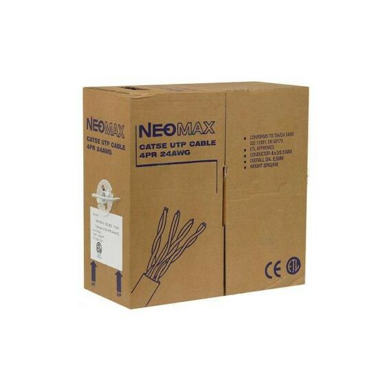 Кабель и разъемы: Кабель NeoMax NM13001 UTP 4 пары кат.5e бухта 305м многожильный фотографии