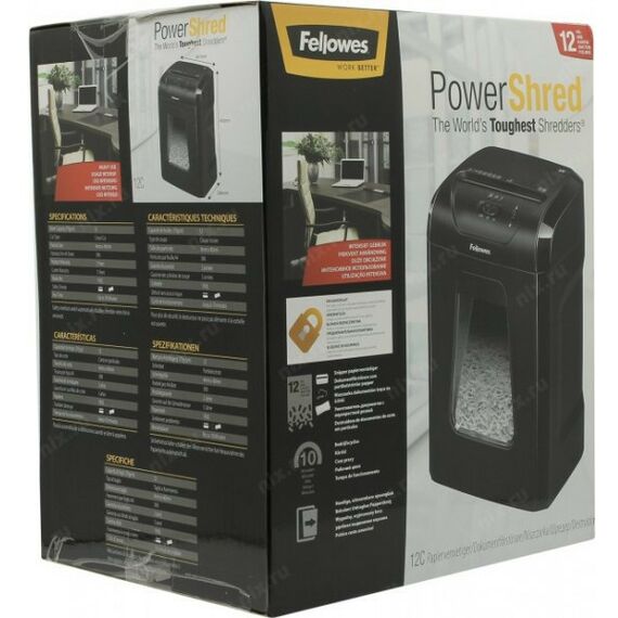 Уничтожители документов: Уничтожитель бумаги Fellowes Shredder PowerShred 12C 4х40мм, 12 листов, 224мм [CRC71201] фотографии