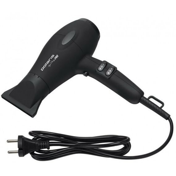 Фены, щипцы, щетки: Фен Polaris PHD 2099ACi Argan Therapy PRO профессиональный АС мотор, 2000 Вт, ионизация, мягкое, нескользящее покрытие корпуса Soft Touch, количество скоростей 2, концентратор, количество температурных режимов 3, длина шнура 3 м, цвет черный фотографии