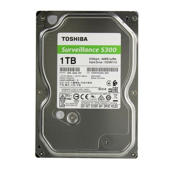 Жесткие диски: Жёсткий диск Toshiba 1 Tb Surveillance S300 SATA 6Gb/s 3.5" [HDWV110UZSVA] фотографии