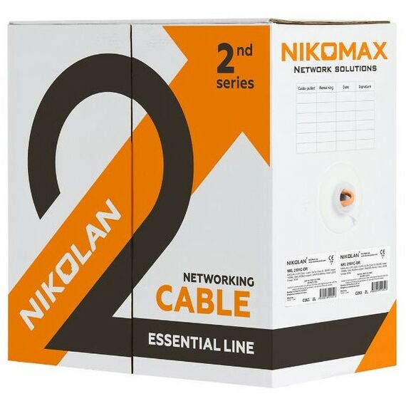 Кабель и разъемы: Кабель Nikolan NKL 2100A-GY U/UTP 4 пары, Кат.5e (Класс D), тест по ISO/IEC, 100МГц, одножильный, BC (чистая медь), 24AWG (0,49мм), внутренний, PVC нг(А), серый, 305м фотографии